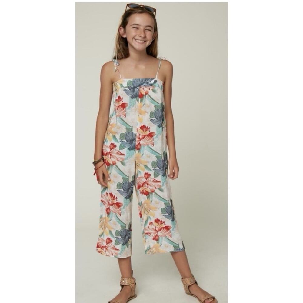 O'Neill Girls White 100% Viscose Eloise Floral Jumpsuit Size Large